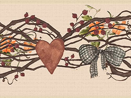 Dundee Deco DDAZBD9226 Frise de papier peint à décoller et à coller – Motif abstrait rouge et marron avec étoiles et nœuds – 4,57 m x 17,78 cm