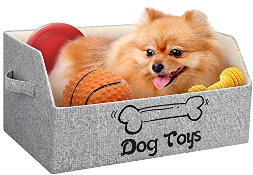 2X Thicker Large Dog Toy Basket, Collapsible Pet Dog Toys Storage Bin Box