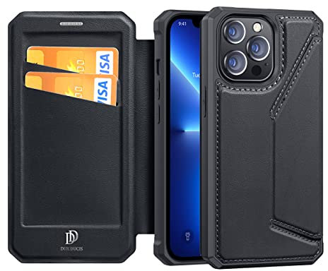 DUX DUCIS Cover per iPhone 13 PRO, Pelle Premium Magnetica Flip Custodia Compatible per Apple iPhone 13 PRO (Nero)