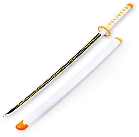 SHASHAYA Demon Slayer - Espada de bambú de 75 cm, espada de samurái de bambú, hecha a mano, accesorios de cosplay de anime Katana, juguetes de hoja de bambú para niños, niñas, regalo de fiesta