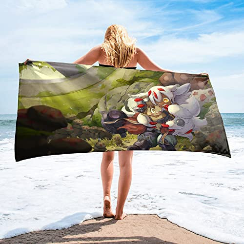 Anime Made in Abyss schnelltrocknende Strandtücher, superweiches Mikrofaser-Badetuch, Cartoon-Druck, sehr saugfähig, Strandtuch für Pool, Schwimmen, Badezimmer