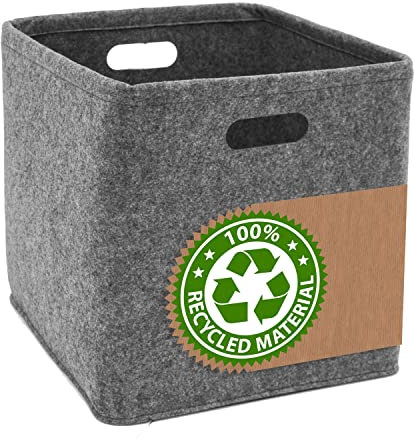 DuneDesign 100% Recycling: Filz Aufbewahrungsbox 33x33x33 - Kompatibel mit Kallax Regal - Cube Organizer Regalfach Einsatz - Ordnungsbox Kinderzimmer Filzkorb Aufbewahrung Kinder Spielzeugkiste
