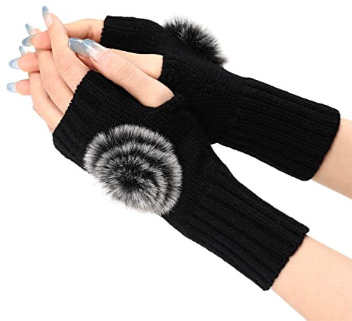 Handschuhe für Damen Pluswärmer Handstulpen Winter Armstulpen Fingerlose Armstulpen Halb Fingerhandschuhe Warm Halb Handstulpen Strick Fingerlose Fäustlinge