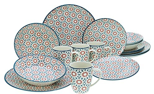 CreaTable, 17838, Serie Stella, 16-teiliges Geschirrset, Kombiservice aus Steingut, spülmaschinen- und mikrowellengeeignet, Qualitätsproduktion