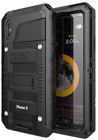 Luxury Armor Metal Aluminum Waterproof Phone Case for iPhone 14 13 12 11 XR PROMAX Shockproof Dustproof Heavy Duty Cover (Black Phone Case,for iPhone 12MINI)