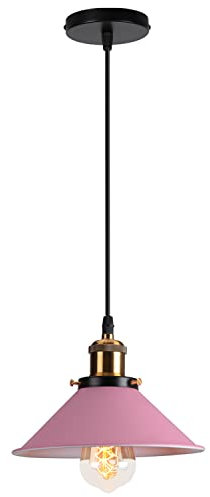 WOTTES Kronleuchter Industrial Retro Dekorative Schmiedeeisen Lampenschirm Deckenleuchte Glühbirnenhalter E27 Geeignet für Esszimmer Wohnzimmer Küche Schlafzimmer Café Bar. (Rosa)