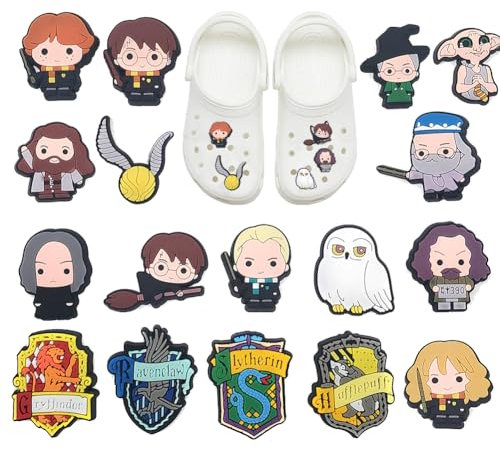 PIUMOJ Harry Schuh Charm, Schuhanhänger Harry, Zauberer Schuh Dekoration, Charm für Kinder Magic Schuhe Charme, PVC Shoe Charms für Kinder Party Favors Männlich Weiblich, 17Stück