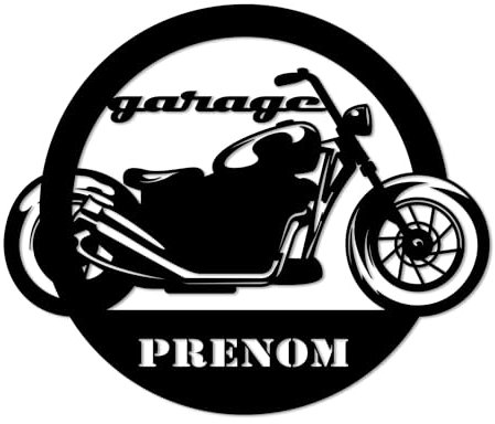 LEFEVRE PARIS Plaque en métal personnalisée “Garage Moto”, Décoration murale en métal, Idée Cadeau, Ajoutez votre texte