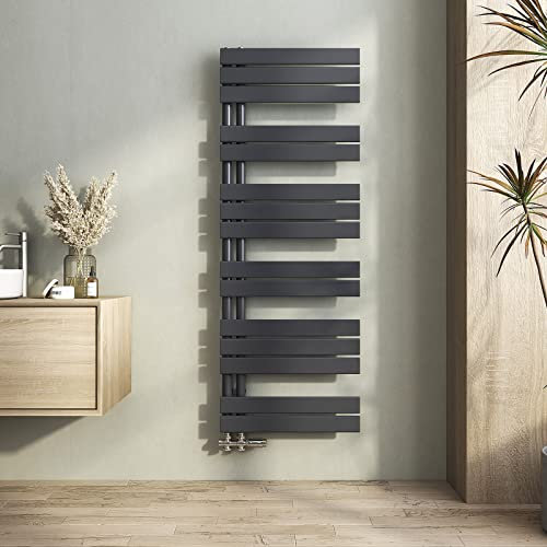 Heilmetz Termosifoni Moderni 1385x500mm Termoarredo Bagno Interasse 50 Radiatore Scaldasalviette Da Parete G1/2, Vertical, Scaldasalviette Bagno Termosifone Acciaio, Antracite