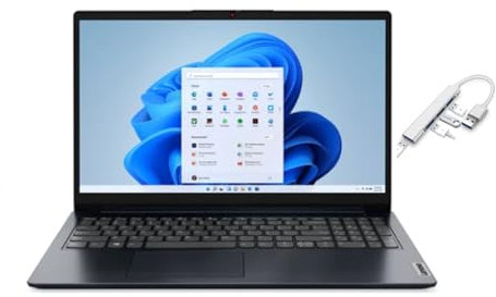 Lenovo Ideapad 1 15.6 FHD Laptop | AMD R3 7320U (Beat i5-1035G1) | 8GB RAM DDR5 | SSD da 256GB | Grafica integrata | HDMI | Windows 11 Home | Pacchetto con hub USB 3.0