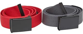 Urban Classics Unisex Gürtel Canvas Belt 2-Pack, One Size verstellbare Canvasgürtel in 2er Pack, lackierte Metallschließe mit Logo-Prägung, erhältlich in vielen Farben