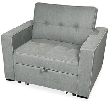 Somnia Descanso - Sofá Cama Individual de 1 Plaza Modelo Volga, Diseño Moderno, Práctico y Funcional, con Reposabrazos, Gris