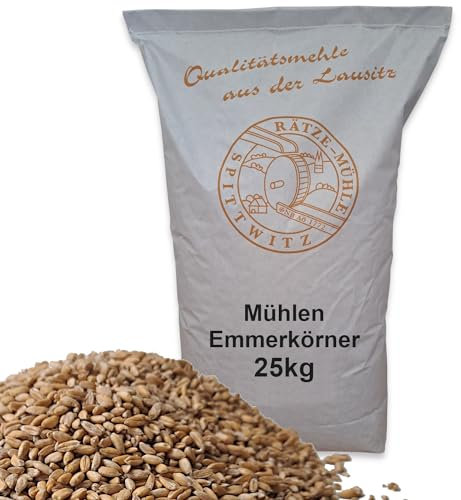 Mühlen Emmerkörner 25kg ganzes Korn gereinigt, frisch aus der Rätze- Mühle in bester Qualität Emmerkerne