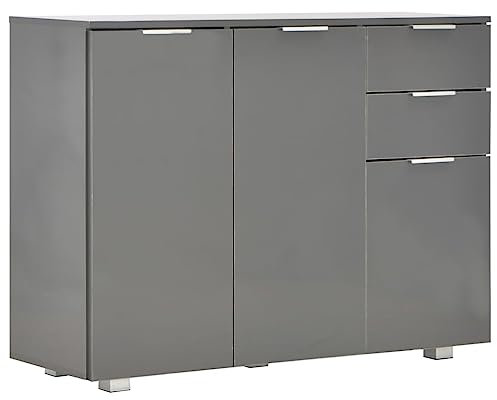 Buffet, Meuble de Rangement Buffet Armoire de Cuisine Buffet Gris Brillant 107x35x80,5 cm