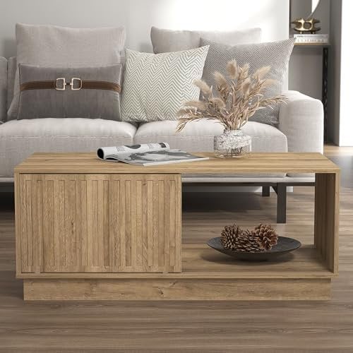 Galano Ryuki-Couchtisch – Modernes Finish in Antik-Eiche – Aufbewahrungsschrank für Eingangsbereich – Foyer – Wohnzimmer – platzsparend (Riviera Eichi)