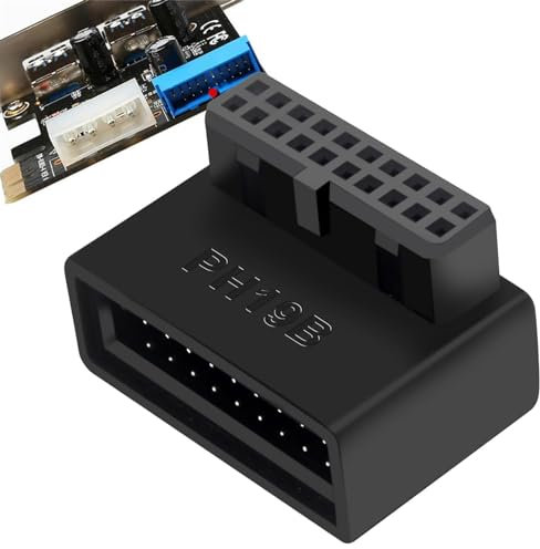 Adaptateur de carte mère USB 3.0, adaptateur USB 3.0 à angle droit | Adaptateur USB à 90 degrés - Connecteur de panneau USB 3.0, adaptateur mâle à femelle, en-tête interne de carte mère 19 broches/20