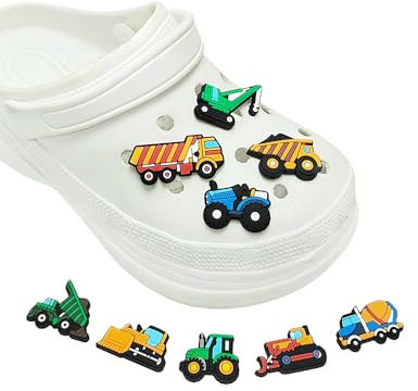 tikono Shoes Charms Decoration for Boys, Transportation Truck Shoe Decoration, 9PCS Dumper Crane Shovel Mixer Construction Vehicle Cars Shoes Charms for Boys Girls Party Favors Gifts
