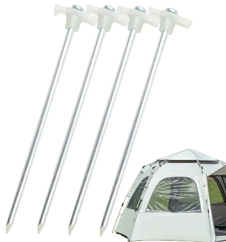 Tent Pegs - Metal Stake Ground, Stakes Strong Wind | Ground Spike Lawn Cover Fabric, With Pegs, Screw On Earth Swing Set, Auger Stake Suitable For Tent Trampoline