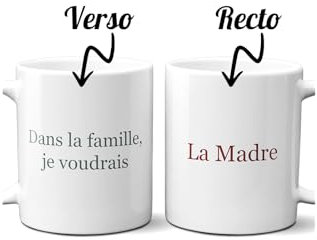 DECOHO – Pack tazas para toda la familia – Juego de 2 a 5 tazas personalizables familia – Cerámica, 33 cL – Personalizado en Francia