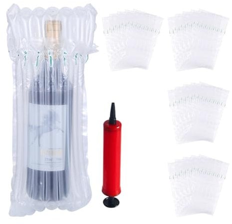 Lot de 20 sacs gonflables pour bouteilles de vin, sacs à colonne d'air, emballage gonflable pour emballer et transporter en toute sécurité des bouteilles en verre