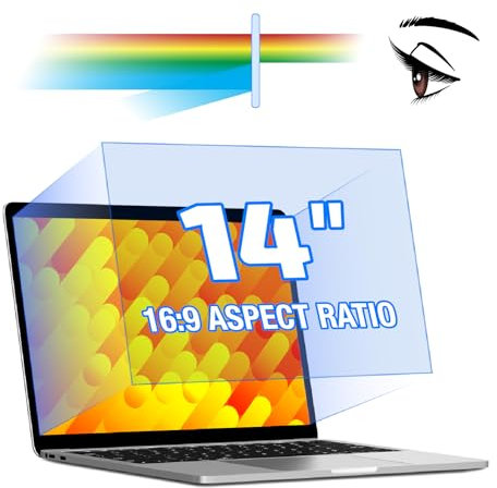 Fluflyer 14 Inch Blue Light Screen Protector for Laptop, Blue Light Filter for Laptop, Easy on/off for Eye Protection, Anti Blue Light Blocking Screen Filter for 14 Display 16:9 Laptop