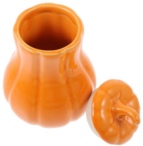 Garneck Gläser Für Die Küchentheke Bonbongläser Für Bonbonbuffets Keksdosen Für Die Küchentheke Apothekergläser Kürbis-süßigkeitsschale Mit Deckel Multifunktionales Teeglas Orange Keramik