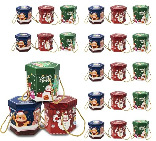 Vebetter Geschenkboxen Weihnachten, 24Pcs Geschenkboxen Weihnachten Set, Weihnachten Deko, Keksverpackungen Keksschachtel, Box, Karton, M-D