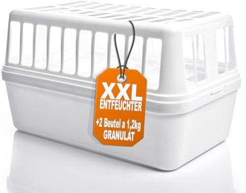 BigDean 4 Stück Luftentfeuchter + 8x 1,2kg Luftentfeuchtergranulat Nachfüllpack – Feuchtigkeits-Stopper nachfüllbar + wiederverwendbar – Luftentfeuchterbox ohne Strom
