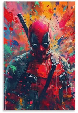 EVMILA Totes Schwimmbad Deadpool Leinwand Bilder,Wand Druck Gemälde Drucke Wandbilder,Modern Wall Art Poster Wohnzimmer Deko 20x30inch(50x75cm)