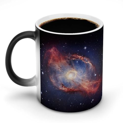 FZQVSGW Keramik-Kaffeetasse, 325 ml, lustige Universum-Gala-Wärmewechsel-Tasse, personalisierte heiße Teetassen mit Griff, niedlicher Reisebecher für heiße Getränke