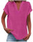 Chemise Lin Femme Chemise en Lin Femme V Bouton Manches Longues Tops Couleur Unie Lâche Respirant T-Shirts Grande Taille Pas Cher Casual Tunique Blouse Tee-Shirt 02-Rose Vif L