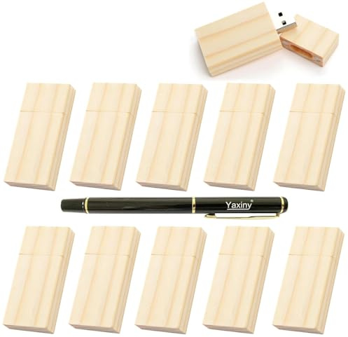 Yaxiny Pendrive 8GB, Chiavette USB 11 Pezzi In Legno, Pen Drive 8GB USB 2.0, Pennetta USB, for PC/Laptop/Smart TV, Perfetto come regalo, In Legno D'acero