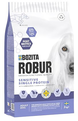 Bozita ROBUR Adult Sensitive Single Protein Lamm 3kg Hundefutter Trockenfutter mit hoher Akzeptanz, Postbiotika und nur Lamm als tierische Proteinquelle - OHNE Huhn