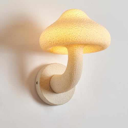 OOWOKS Pilz Wandlampe Weiß Modern Kreativ Wandleuchte aus Harz Pilz Nachttischlampe-Wand Dekoratives Nachtlicht 3000K/4500K/6000K 3D Kunstharz Beleuchtung Lichter Mushroom für Kinderzimmer Wohnzimmer