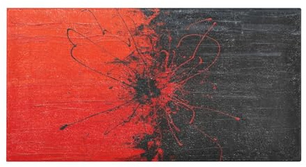 GuoChe Teppiche für Schlafzimmer, waschbar, 99 x 50 cm, Rot und Schwarz, abstrakt, wasserabsorbierend, Küchenmatte, Läufer, rutschfest