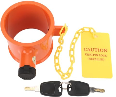 Ejoyous Cerradura de Quinta Rueda Antirrobo de Aleación de Aluminio de 74 Mm con Señal de Advertencia y 2 Llaves para Remolque, Autocaravana, Barco y Camión