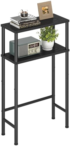 Konsolentisch, Schmaler Beistelltisch mit 2 Ablagen, 40 x 20 x 80 cm | Flurtisch für Wohnzimmer, Schlafzimmer, Flur, Eingangsbereich, Schwarz