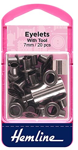 Hemline H437/BLK | Black Small Eyelets With Tool | 7mm | 20 Pieces