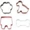 Wilton Cookie Cutter Pet Theme, 4 Pezzi: Formine Biscotti Animali Domestici, Stampini di Metallo: Impronta della Zampa, Osso, Cane Seduto, Cuccia del Cane, DIY - Set/4