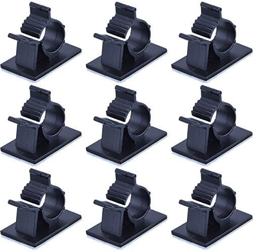 Clips de Alambre Cable Ajustable Autoadhesivo Plástico Abrazadera, Negro, Paquete 50