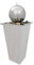 Primrose 83cm Tapered Stainless Square Fountain Column Planter Water Feature with Sphere and LED lights