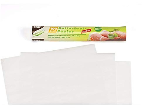 Papstar 14300, 100 feuilles papier anti-graisse, pour sandwiches, 25 x 30 centimeter, blanc