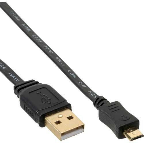 InLine 31750 F Flachkabel, USB A Stecker auf Micro B Stecker Micro USB 2.0 5 m Lot de 5 câbles Micro USB 2.0