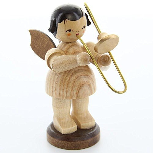Uhlig Engel groß stehend mit Posaune natur handbemalt