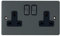 Flat Plate Black Nickel 2 Gang Socket - 13 Amp Double Electrical Plug Socket