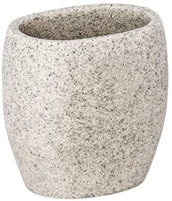 WENKO Zahnputzbecher Puro Hellgrau - Zahnbürstenhalter für Zahnbürste und Zahnpasta, Polyresin, 9.4 x 9.4 x 6.5 cm, Hellgrau, 9.4 x 6.5 x 9.4 cm