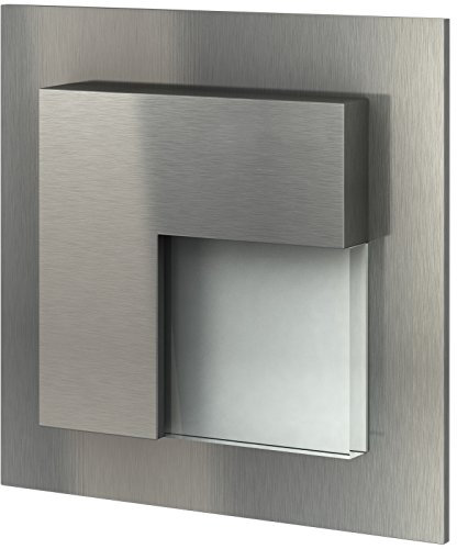 trendlights24 Belluno LED Treppenbeleuchtung Edelstahl eckig 230V - 4er Set je ca. 1W Kaltweiß - Treppenlicht für Schalterdosen - Wandleuchte innen