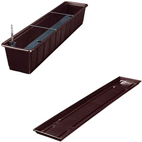 Aqua Green Jardinière de balcon Plus avec arrosage et soucoupe assortie 100 cm braun 08