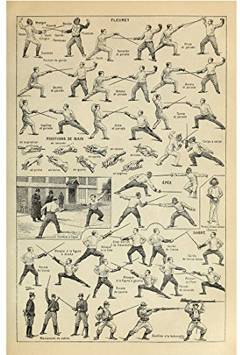 Meishe Art Poster Kunstdrucke Fechten Bewegung Fechtaktion Grundlegende Aktion Grafik Grundlegendes Aktionsdiagramm Plakatdruck Lehren Pädagogische Identifizierung Bezug Sammlung Wand Dekor
