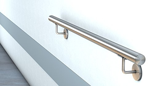 Edelstahl Handlauf V2A Fertighandlauf Gel„nder Treppe Griff 42,4x2 mit Klipsrosette (0,6 m)